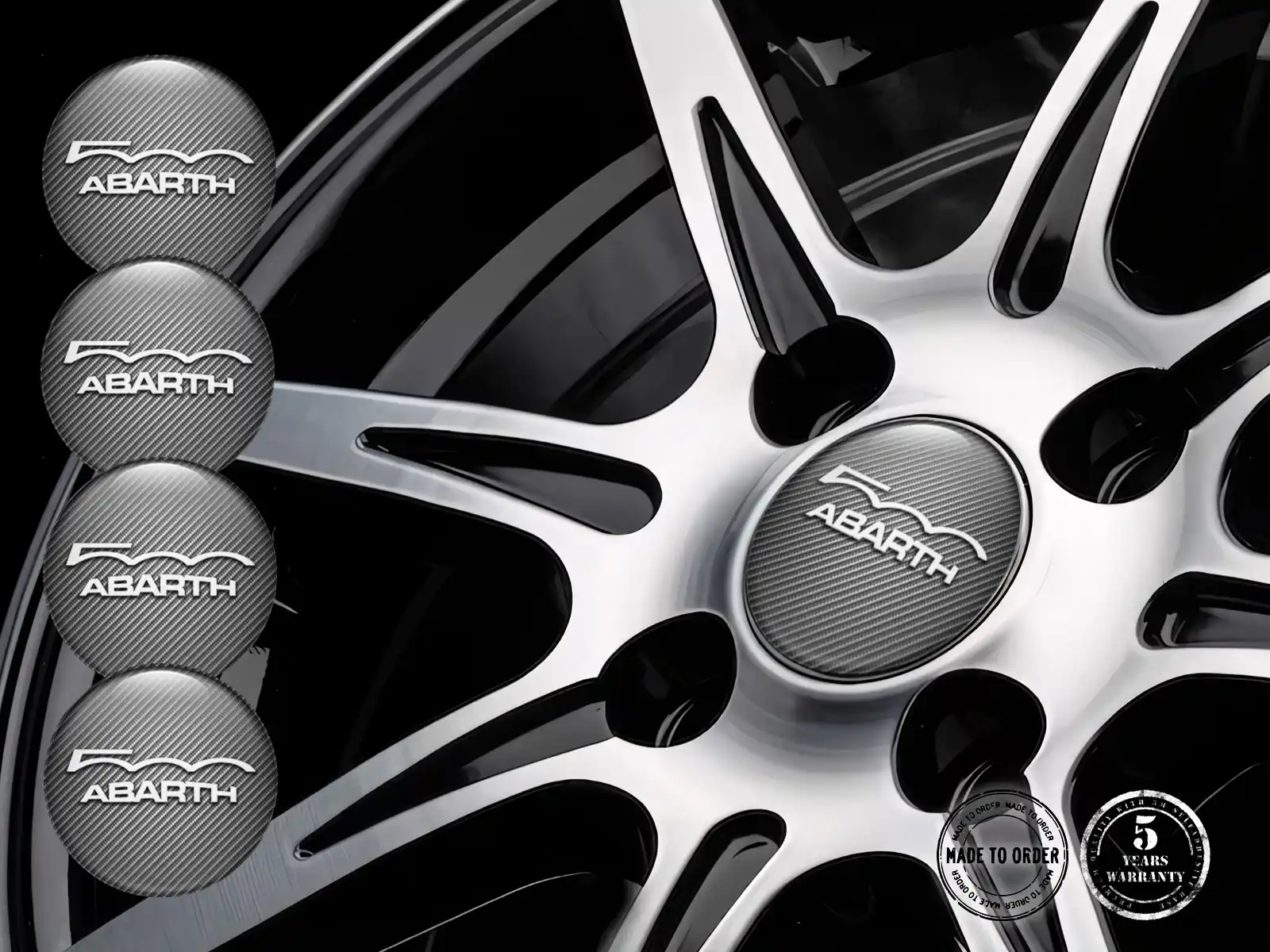 Fiat Abarth Calcomanías de Rueda Versión Pegatinas de Resina